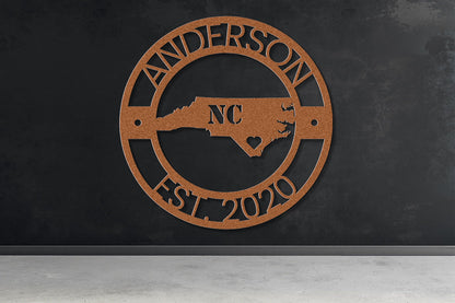 a metal sign that reads anderson, nc est 2090