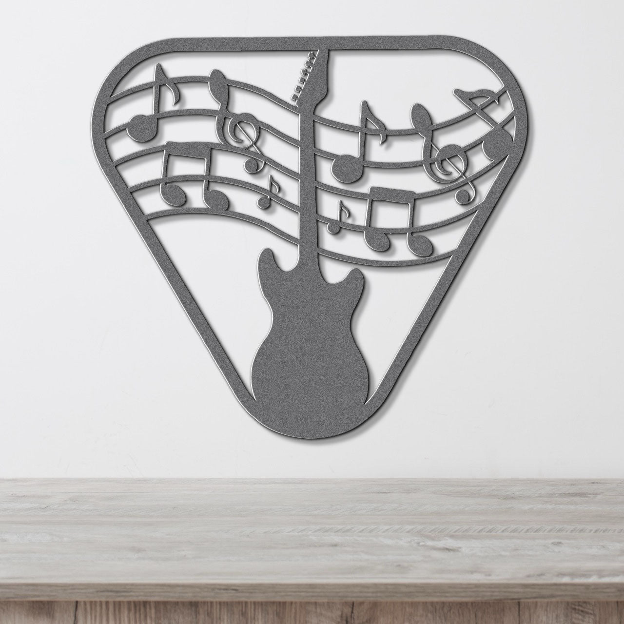 Guitar Pick Notes Metal Sign - Custom Steel Home Decor