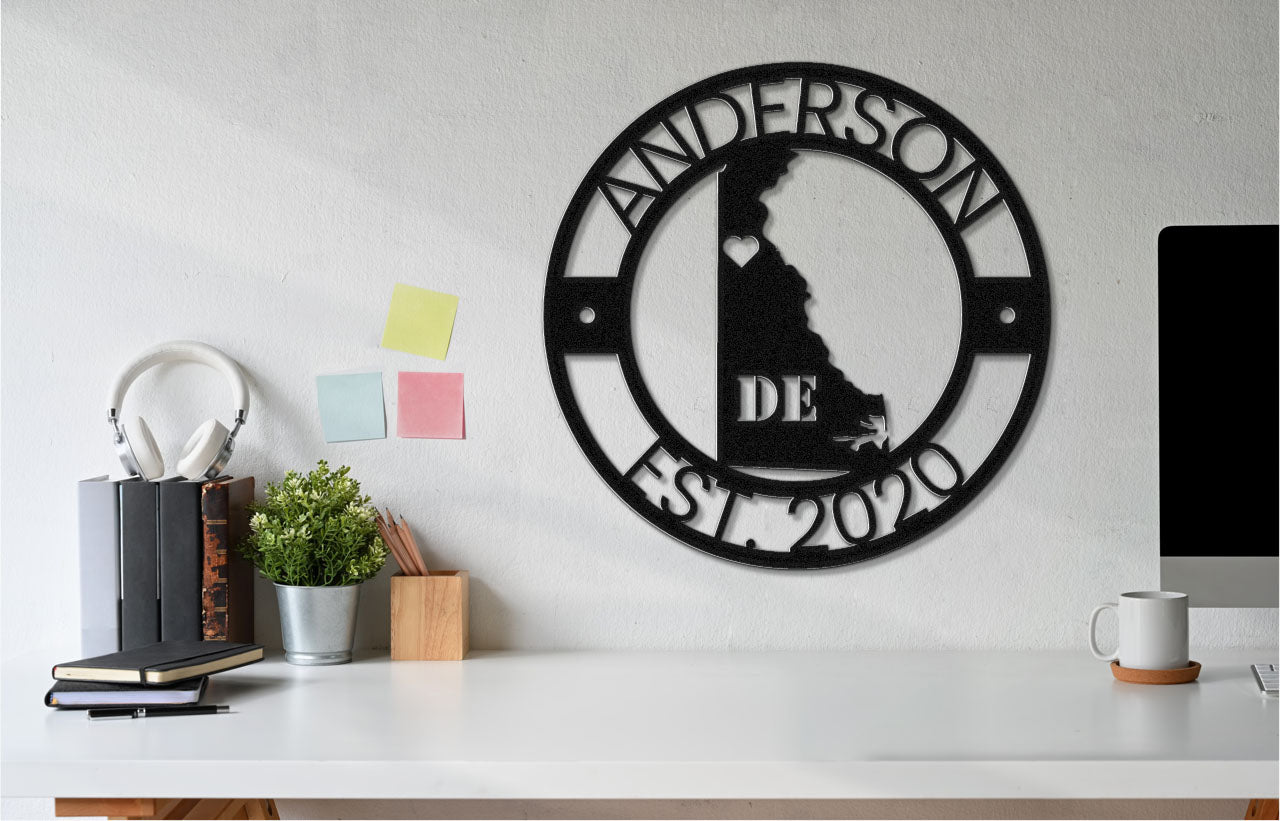 a metal sign on a wall that says anderson est 2010