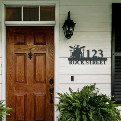 a wooden door with a sign that says rock street on it