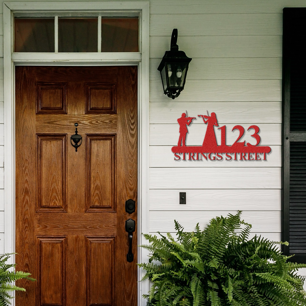 a wooden door with a sign on the side of it