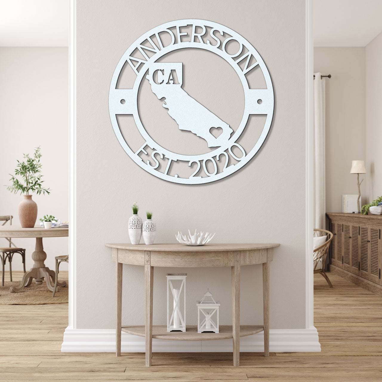 a wall clock with the name and map of the state of california