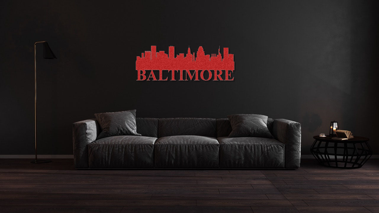 Baltimore Skyline Metal Sign - Custom Steel Home Decor