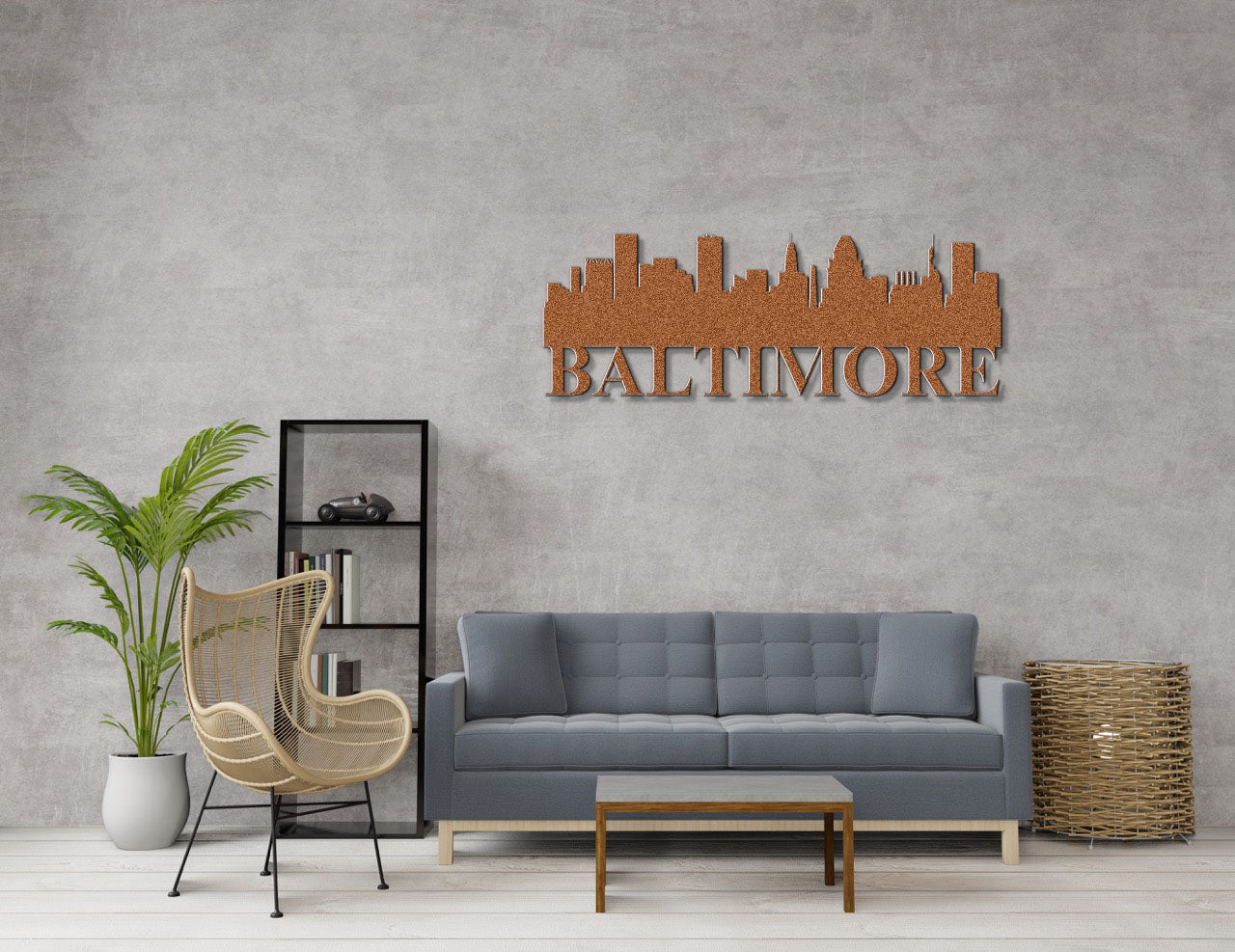 Baltimore Skyline Metal Sign - Custom Steel Home Decor