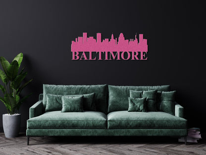 Baltimore Skyline Metal Sign - Custom Steel Home Decor