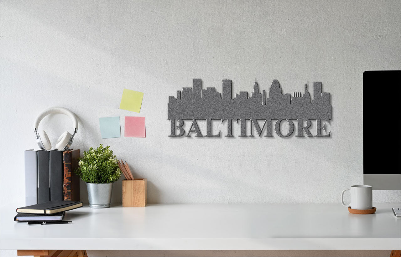 Baltimore Skyline Metal Sign - Custom Steel Home Decor