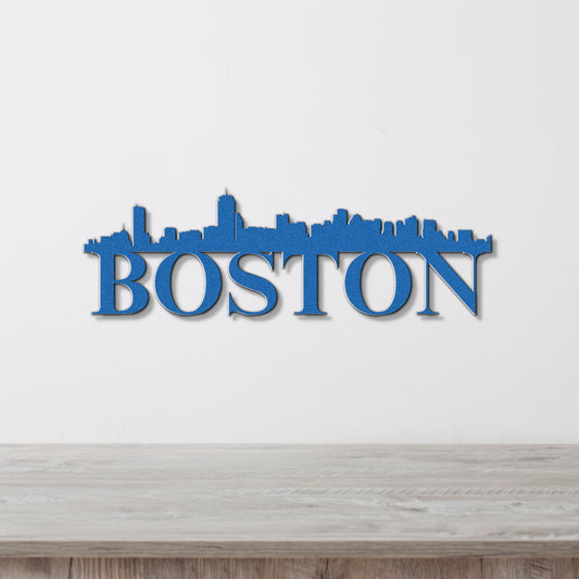 Boston Skyline Metal Sign - Custom Steel Home Decor