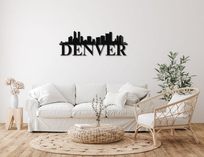 Denver Skyline Metal Sign - Custom Steel Home Decor