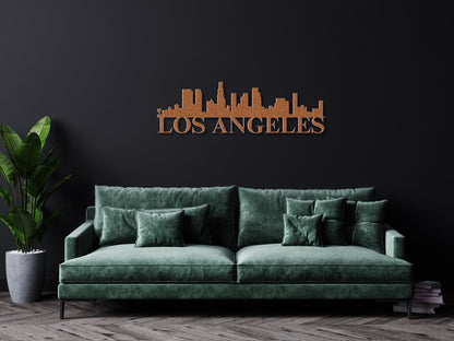 Los Angeles Skyline Metal Sign - Custom Steel Home Decor