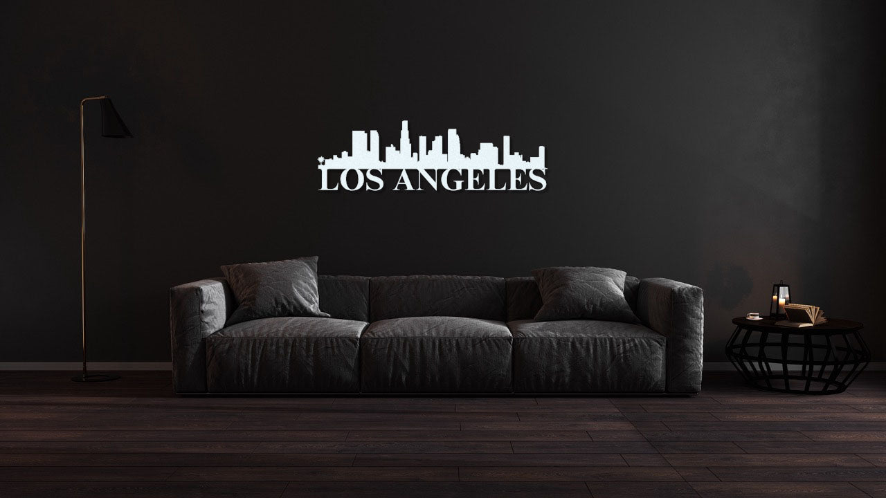 Los Angeles Skyline Metal Sign - Custom Steel Home Decor