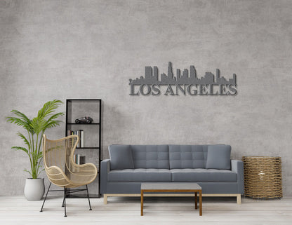 Los Angeles Skyline Metal Sign - Custom Steel Home Decor