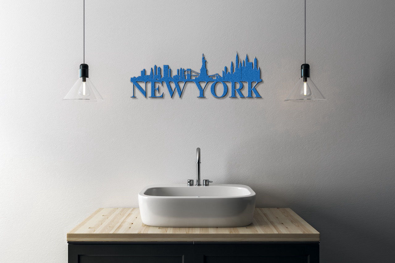 New York Skyline Metal Sign - Custom Steel Home Decor