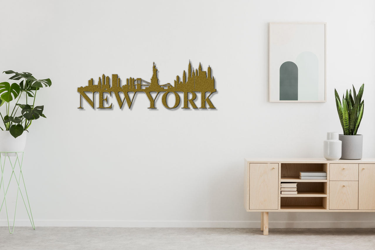 New York Skyline Metal Sign - Custom Steel Home Decor