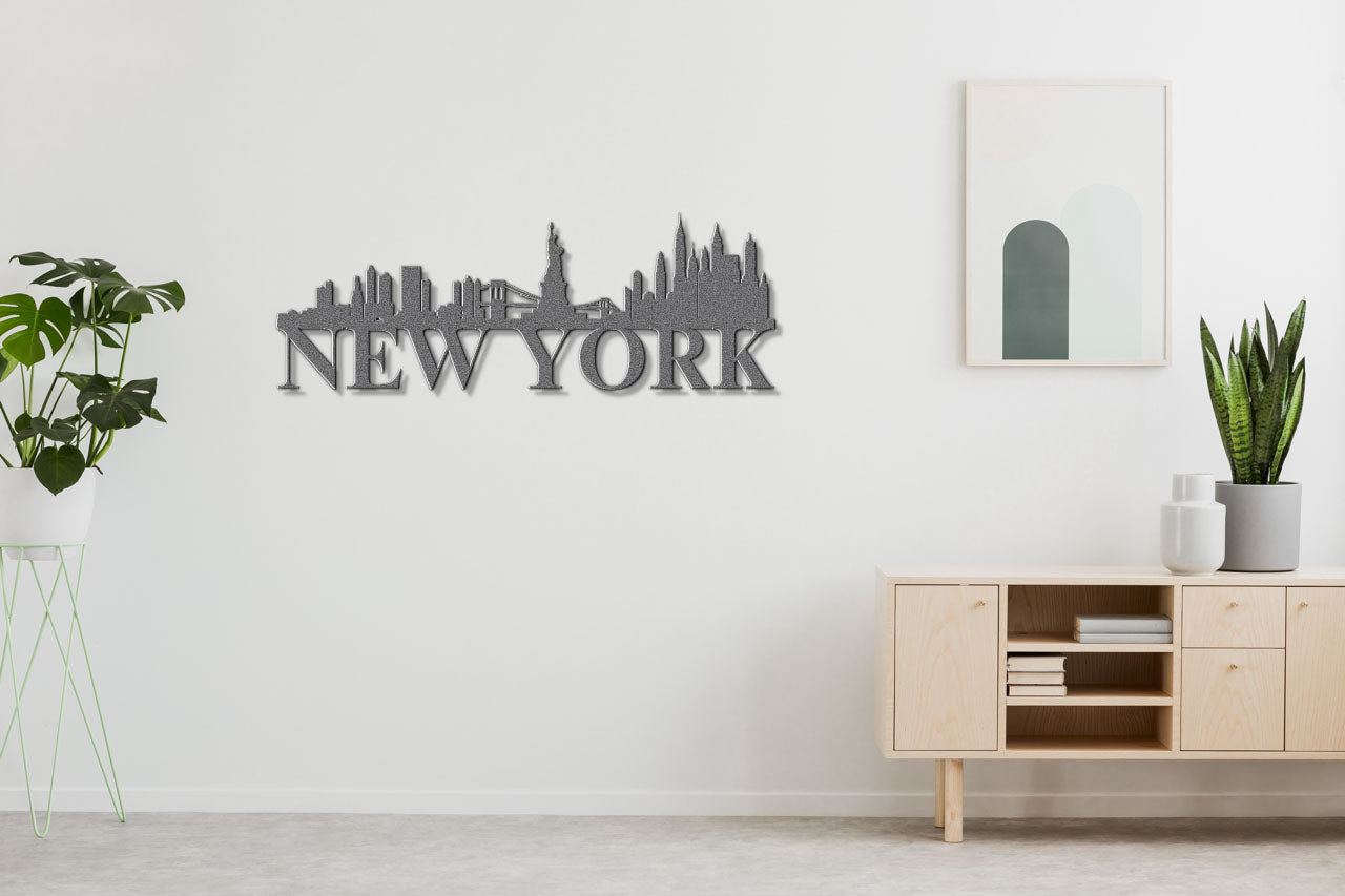 New York Skyline Metal Sign - Custom Steel Home Decor