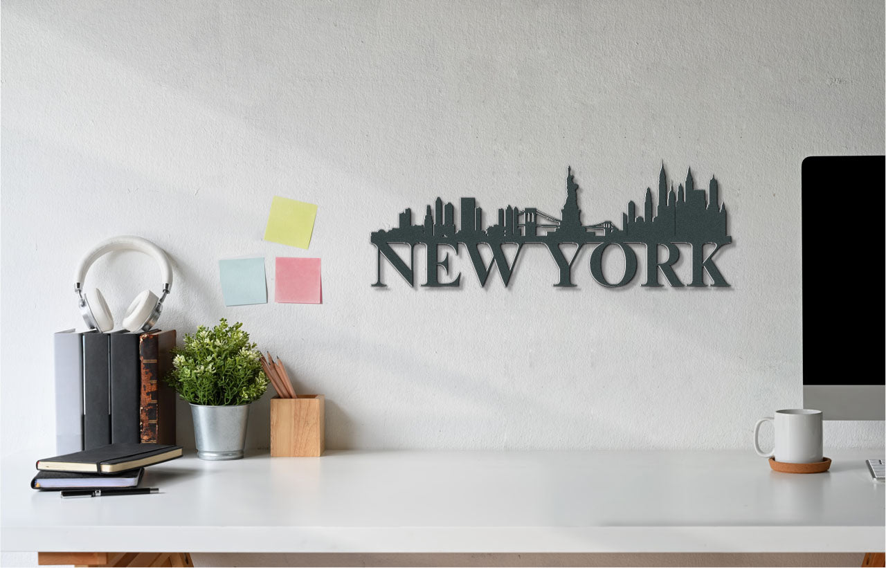 New York Skyline Metal Sign - Custom Steel Home Decor