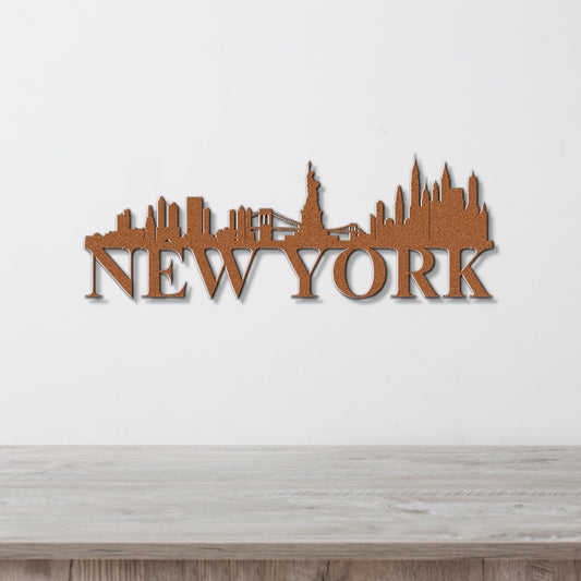 New York Skyline Metal Sign - Custom Steel Home Decor