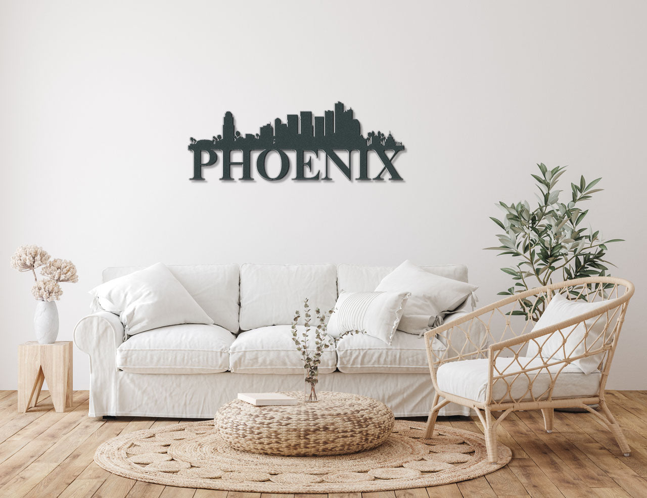 Phoenix Skyline Metal Sign - Custom Steel Home Decor