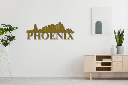 Phoenix Skyline Metal Sign - Custom Steel Home Decor