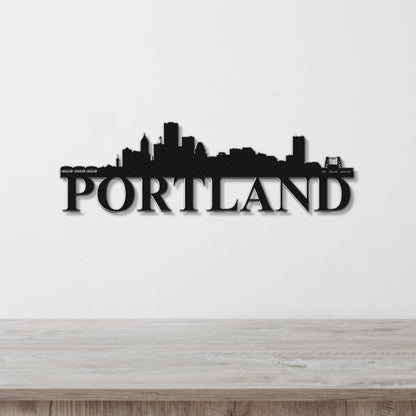 Portland Skyline Metal Sign - Custom Steel Home Decor