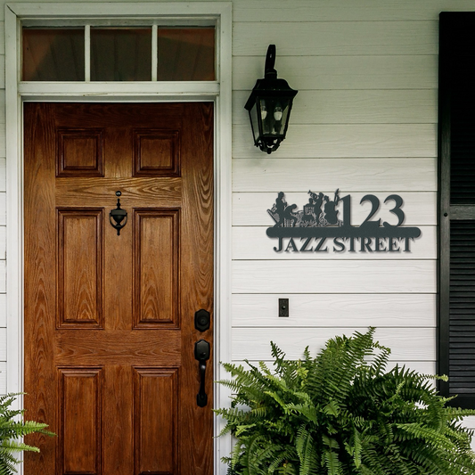 a wooden door with a lamp on the side of it