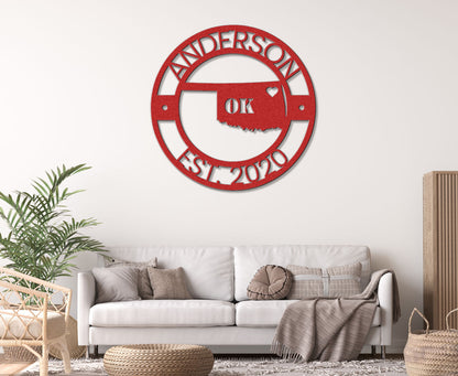 a living room with a white couch and a red clock