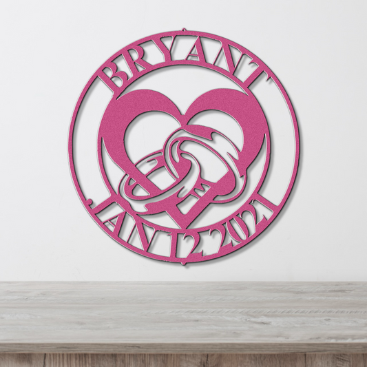 Personalized Wedding Rings Anniversary Metal Sign - Custom Steel Home Decor