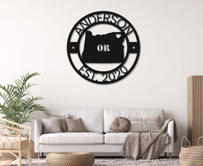 a living room with a white couch and a black and white clock