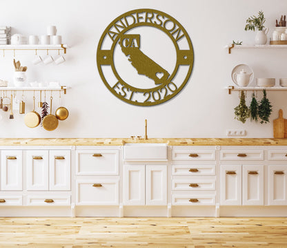 a kitchen with a clock on the wall