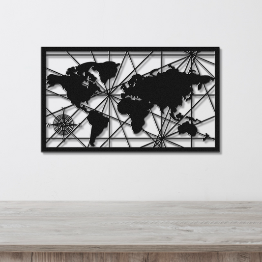 World Map Metal Sign - Custom Steel Home Decor