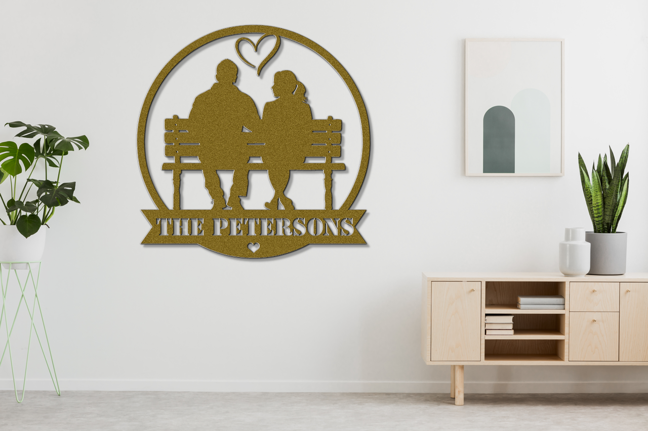 Personalized Couples Family Name Metal Sign - Custom Steel Home Decor