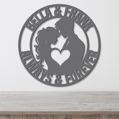 Personalized Always & Forever Couples Metal Sign - Custom Steel Home Decor