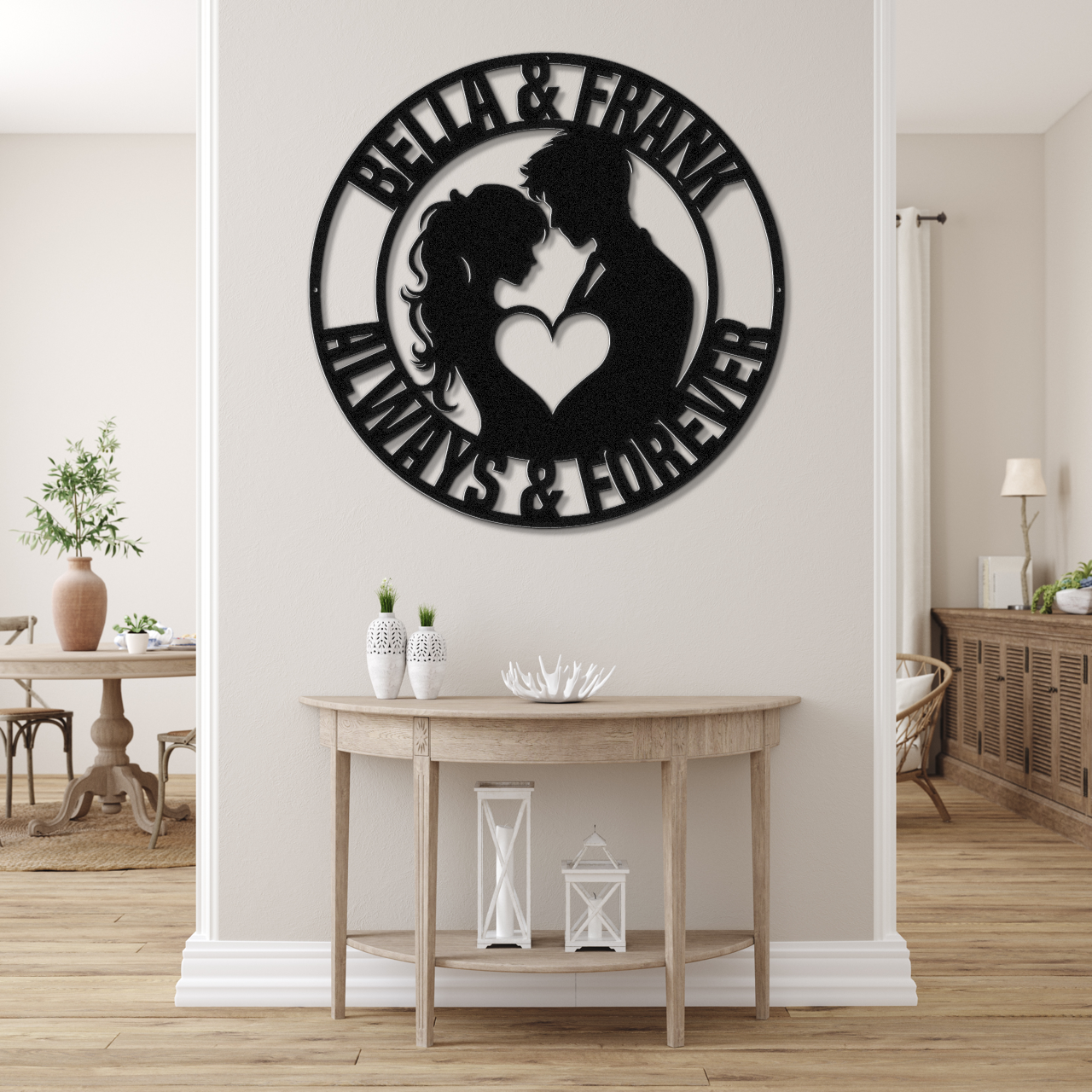 Personalized Always & Forever Couples Metal Sign - Custom Steel Home Decor