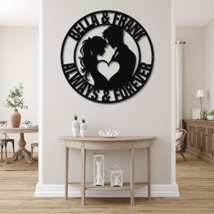 Personalized Always & Forever Couples Metal Sign - Custom Steel Home Decor