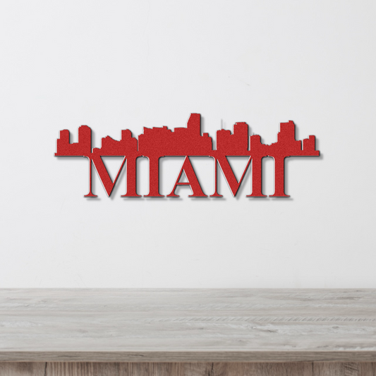 Miami Skyline Metal Sign - Custom Steel Home Decor