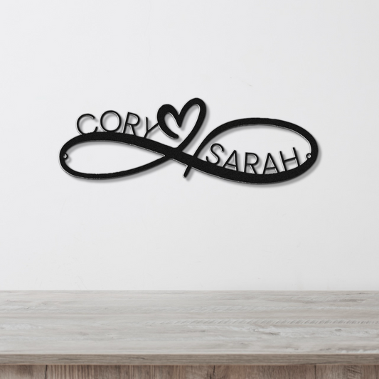 Personalized Couples Infinity Metal Sign - Custom Steel Home Decor