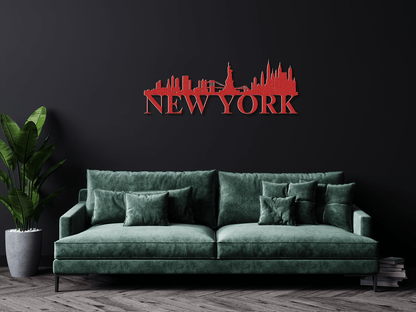 New York Skyline Metal Sign - Custom Steel Home Decor